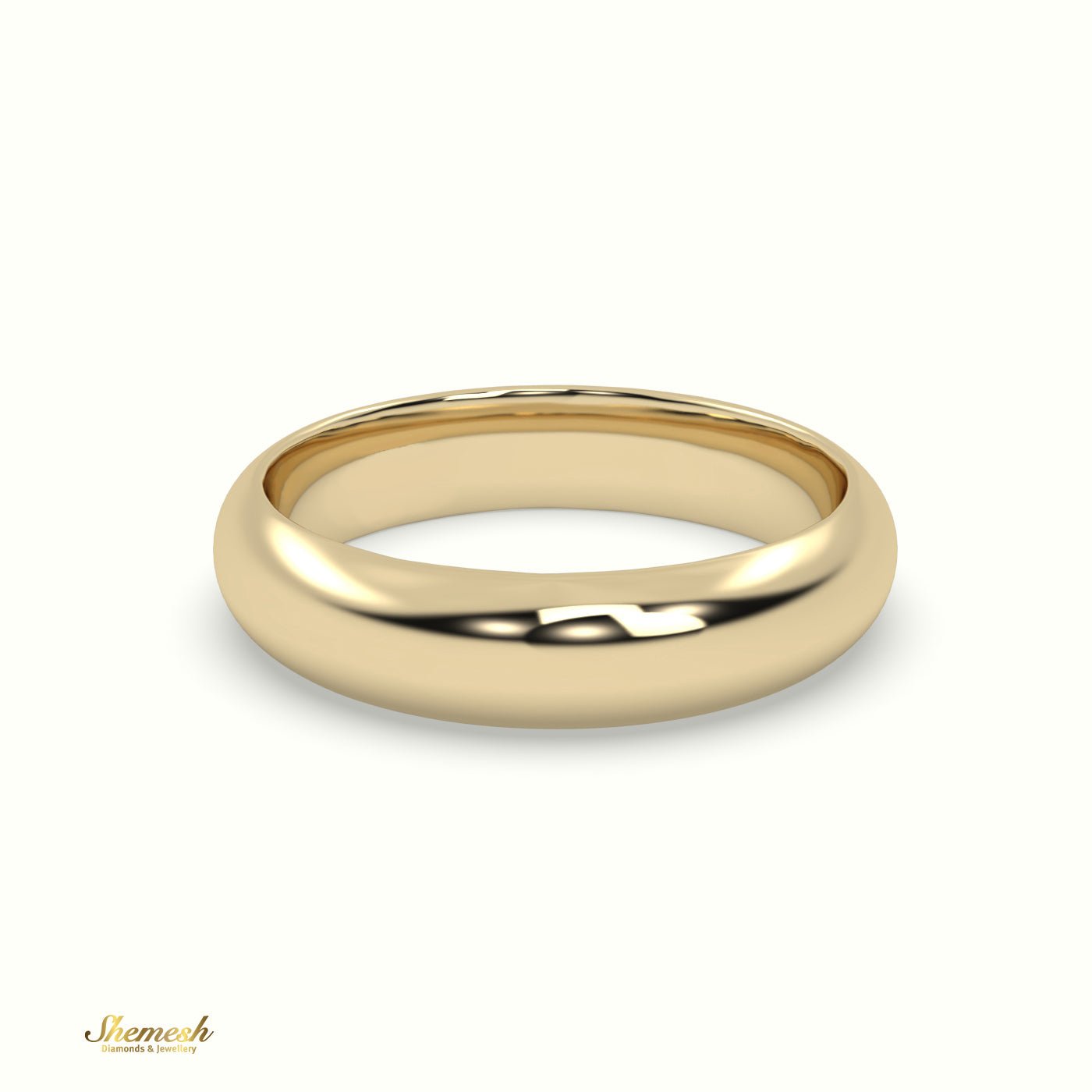 18K Gold D Shape Flat Wedding Band - shemesh_diamonds