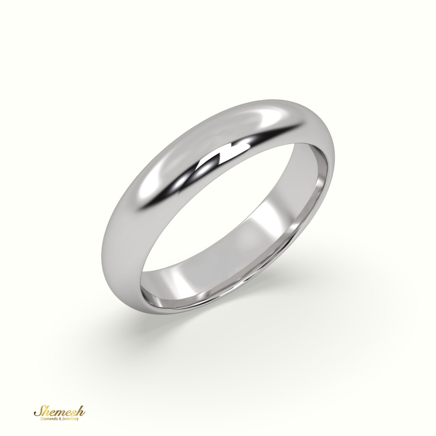 18K Gold D Shape Flat Wedding Band - shemesh_diamonds