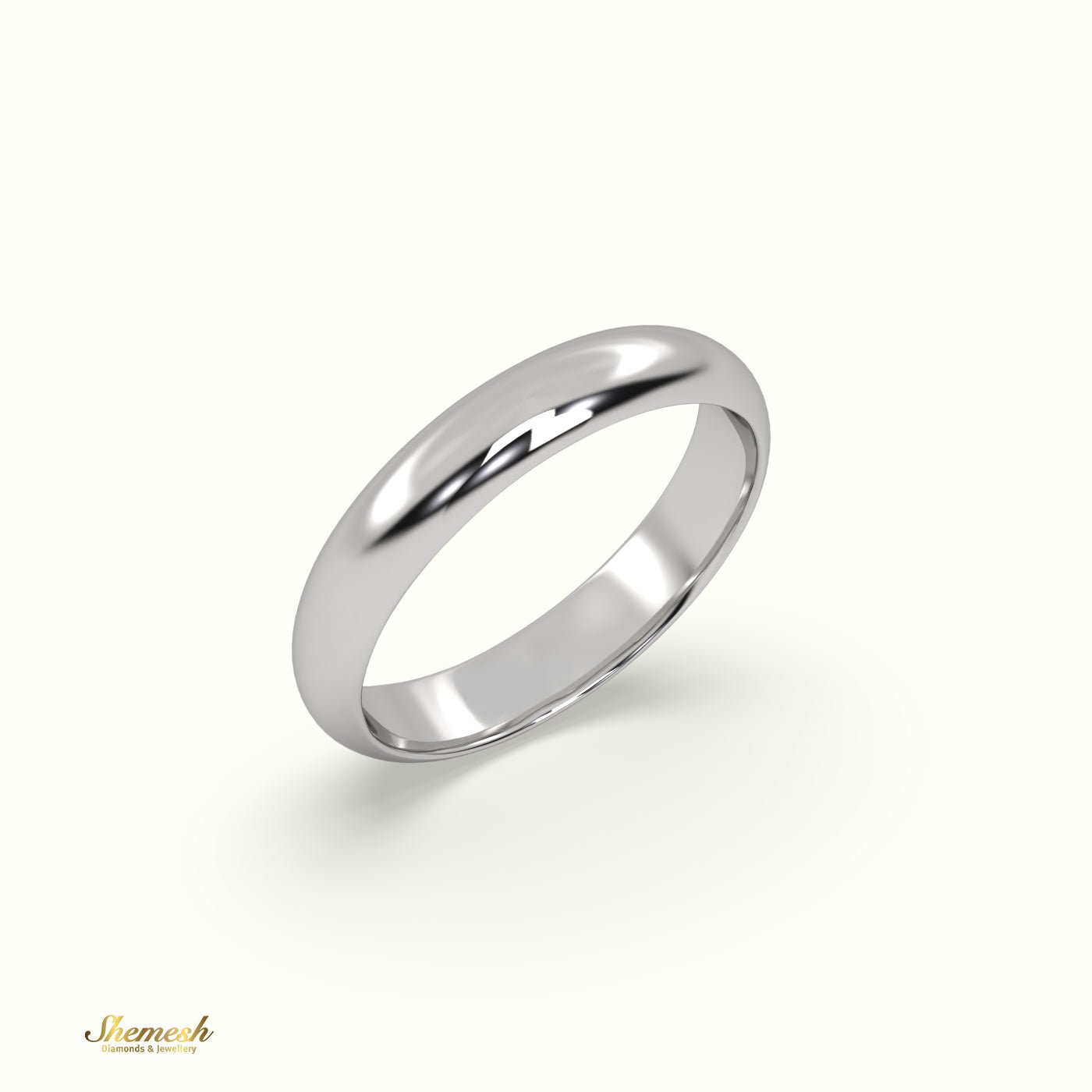 18K Gold D Shape Flat Wedding Band - shemesh_diamonds