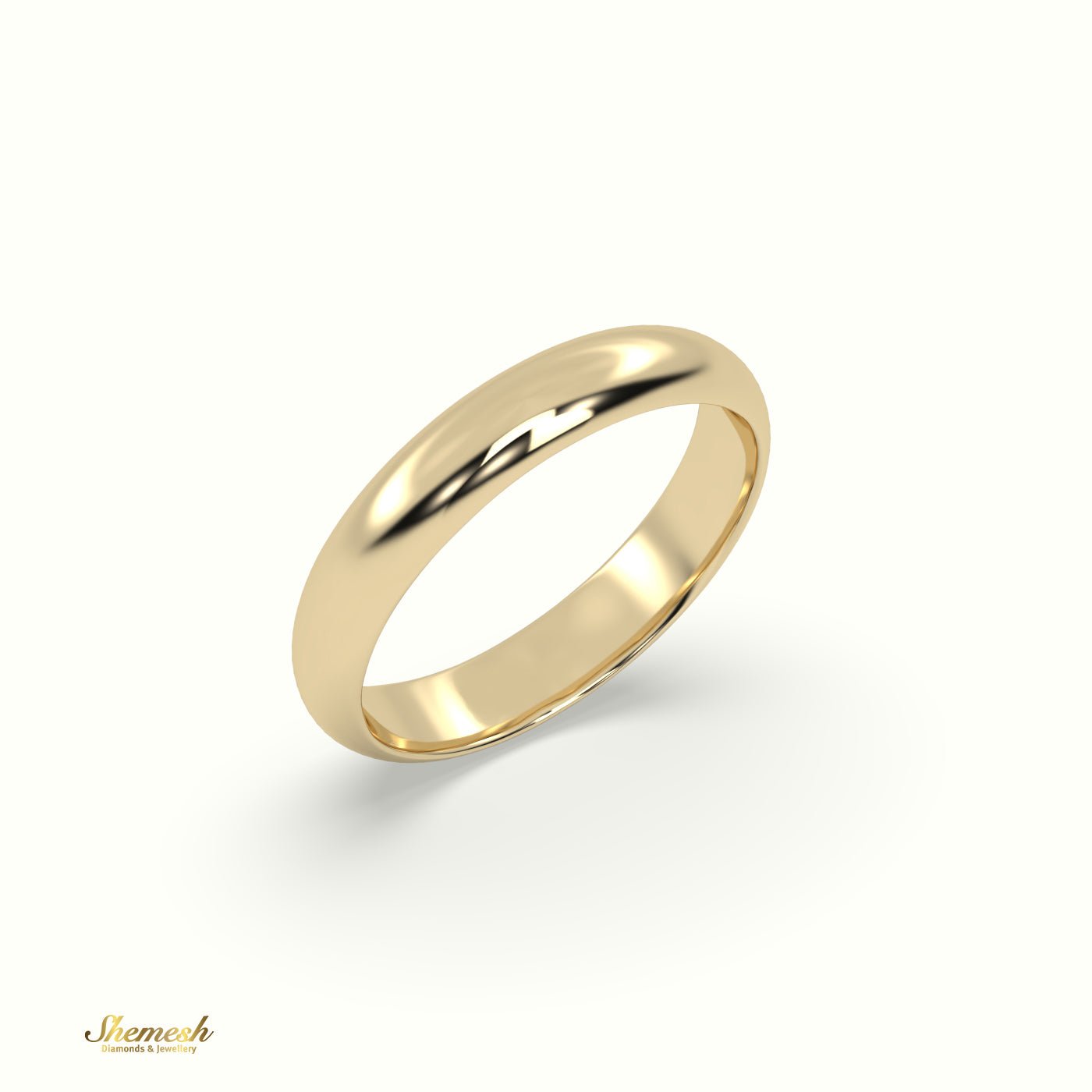 18K Gold D Shape Flat Wedding Band - shemesh_diamonds