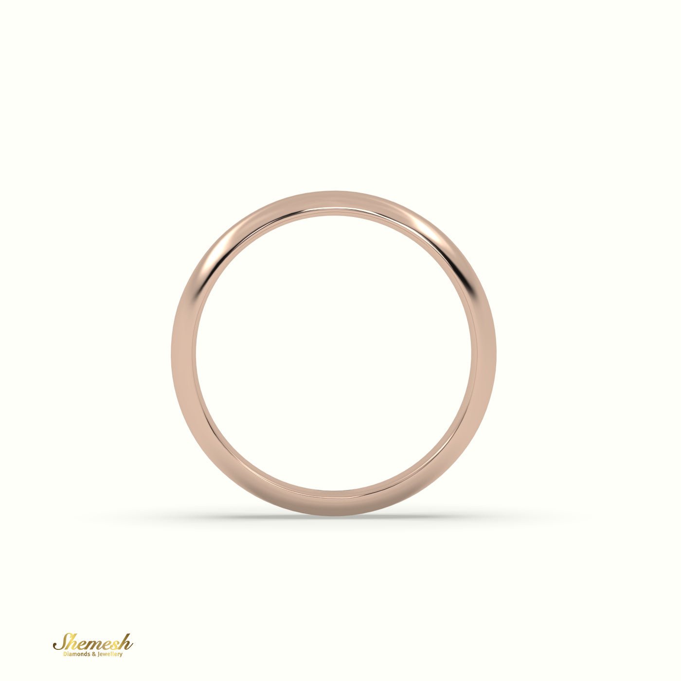 18K Gold D Shape Flat Wedding Band - shemesh_diamonds