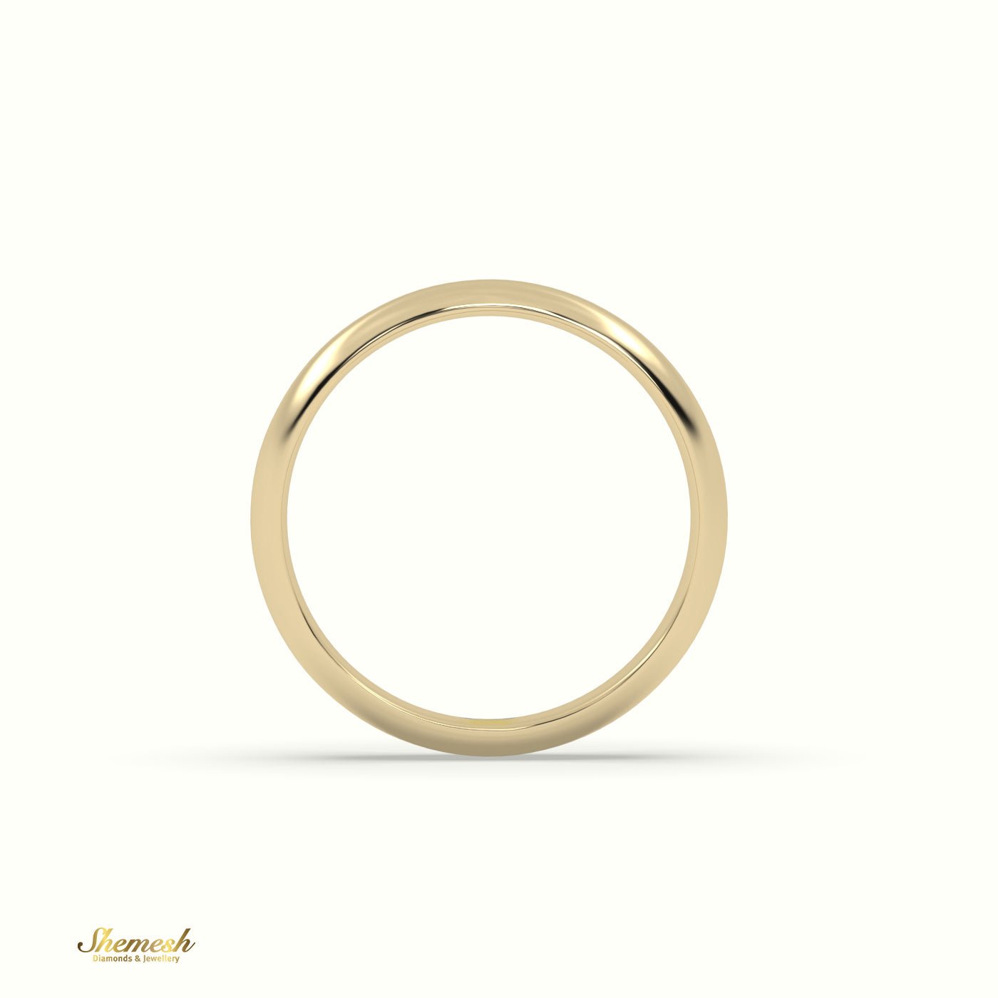 18K Gold D Shape Flat Wedding Band - shemesh_diamonds