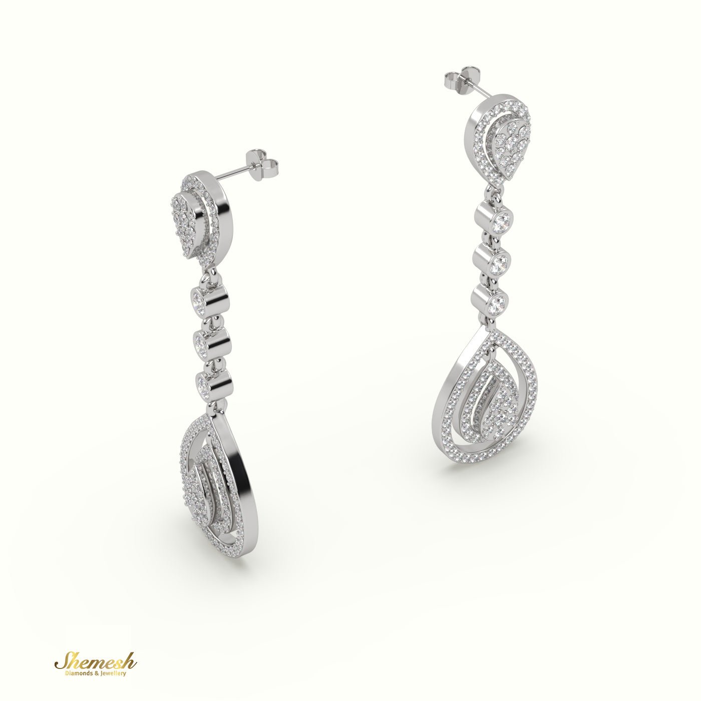 18K Gold Round Diamond Chandelier Earrings - shemesh_diamonds