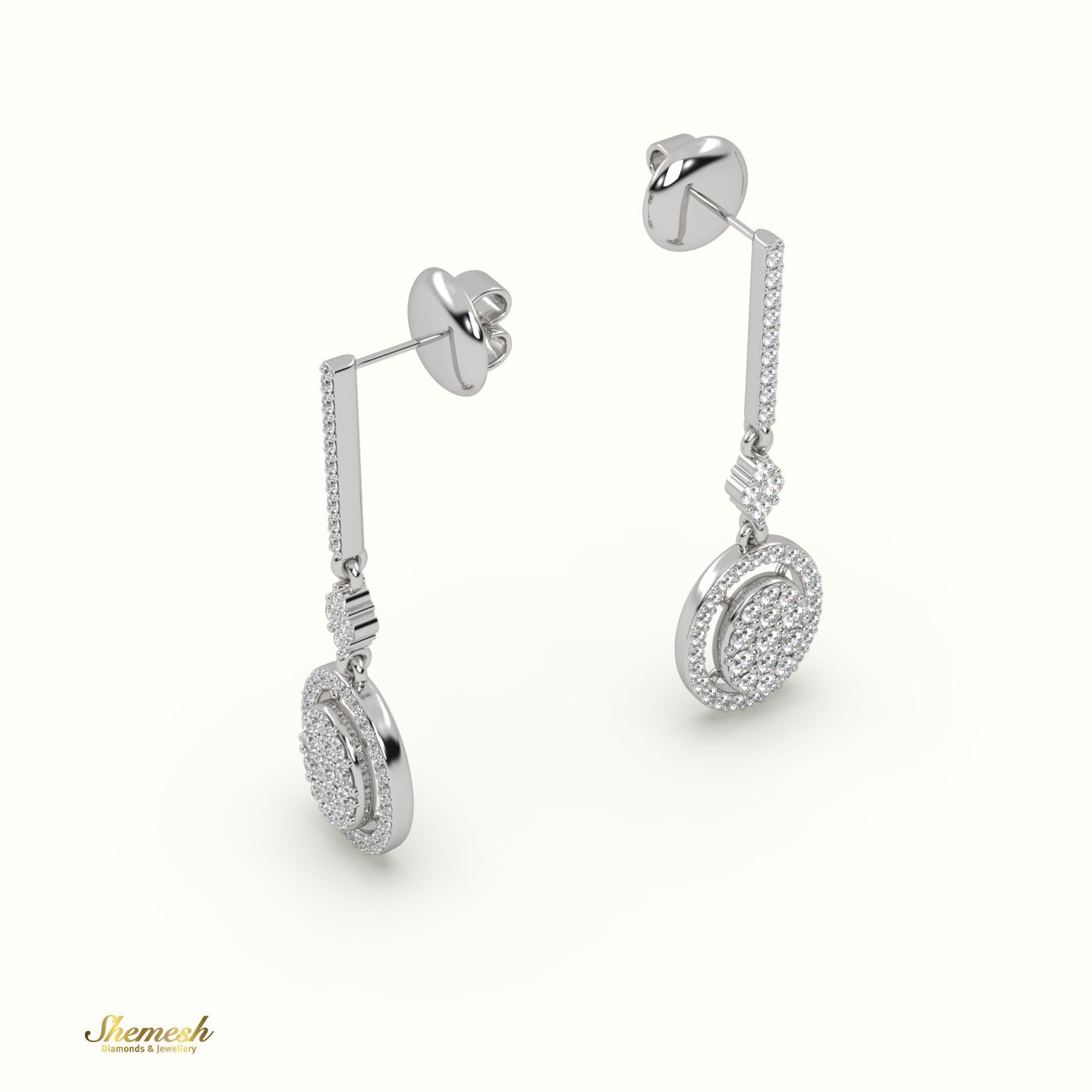 18K Gold Illusion Set Oval Diamond Dangle Earrings - shemesh_diamonds