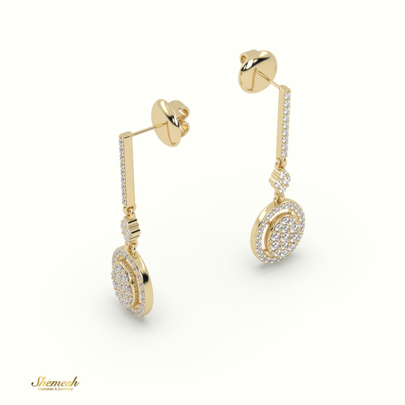 18K Gold Illusion Set Oval Diamond Dangle Earrings - shemesh_diamonds