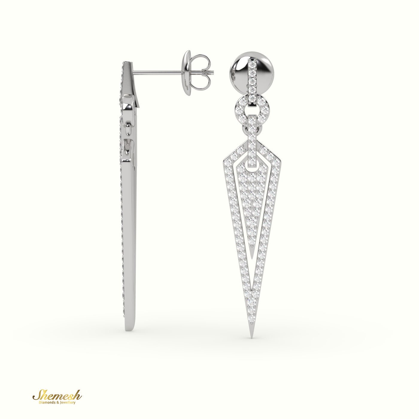 18K Gold Round Cut Diamond Drop Earrings - shemesh_diamonds