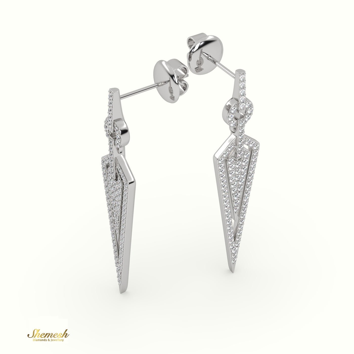 18K Gold Round Cut Diamond Drop Earrings - shemesh_diamonds