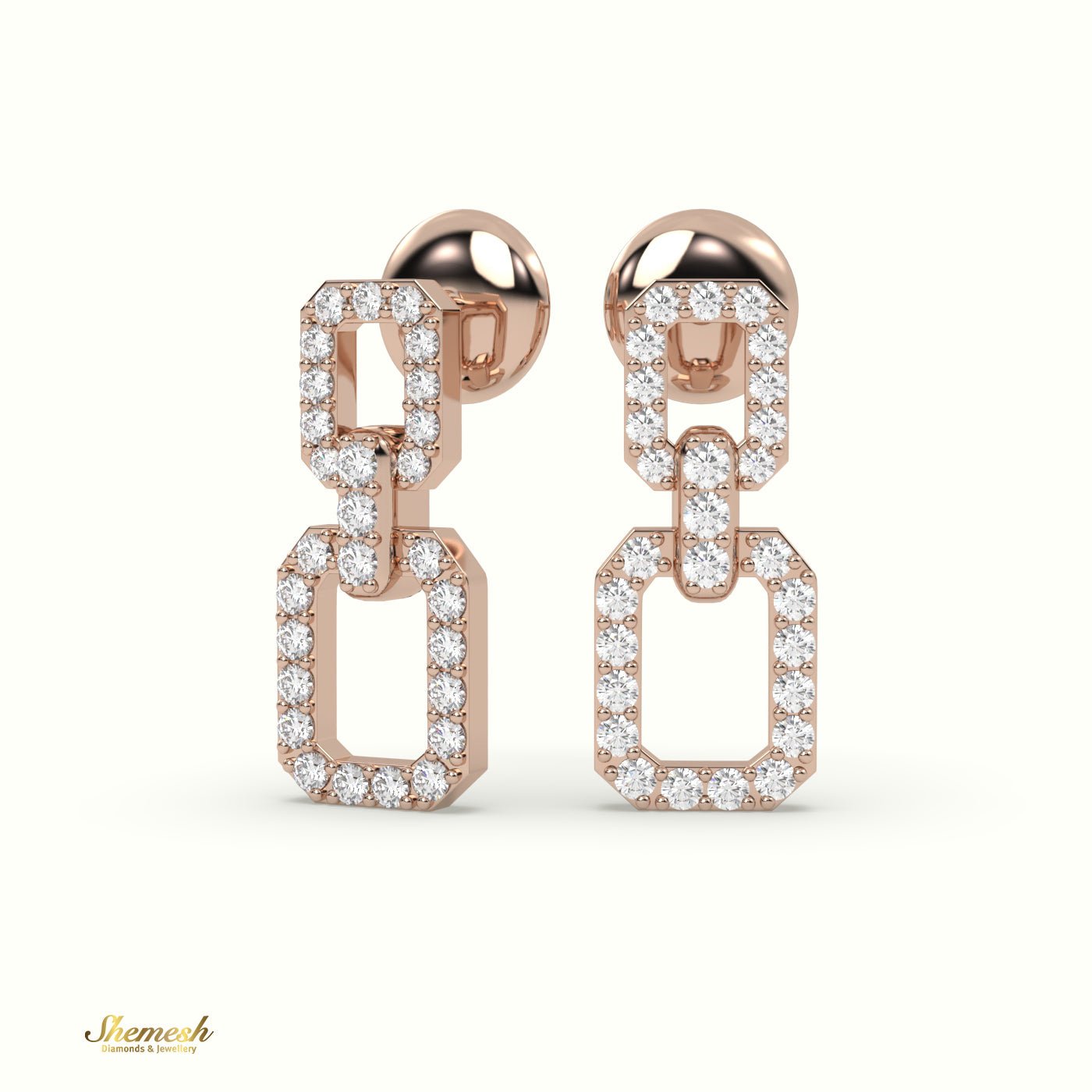 18K Gold ChainLink Diamond Drop Earrings - shemesh_diamonds