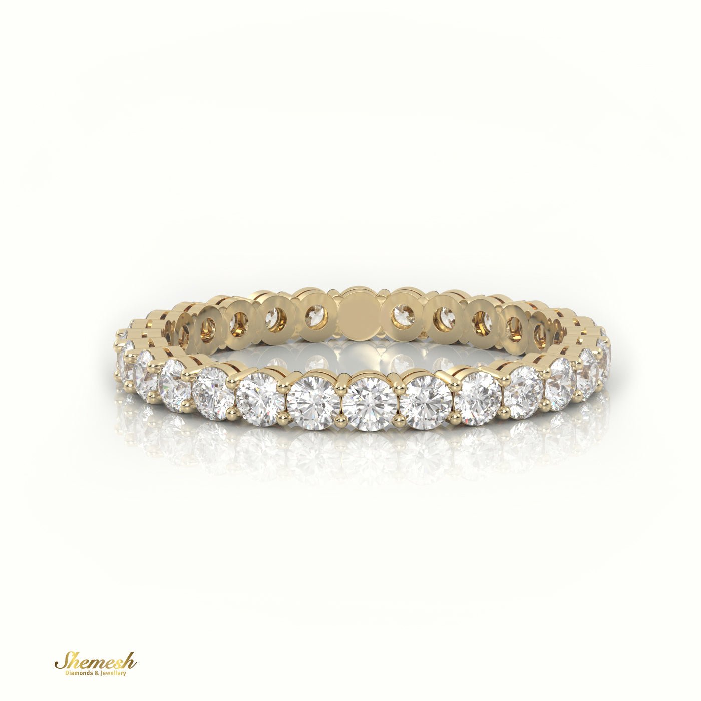 18K Gold Diamond Shared Prong Eternity Wedding Band - shemesh_diamonds