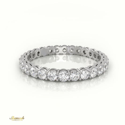 18K Gold Diamond Shared Prong Eternity Wedding Band - shemesh_diamonds