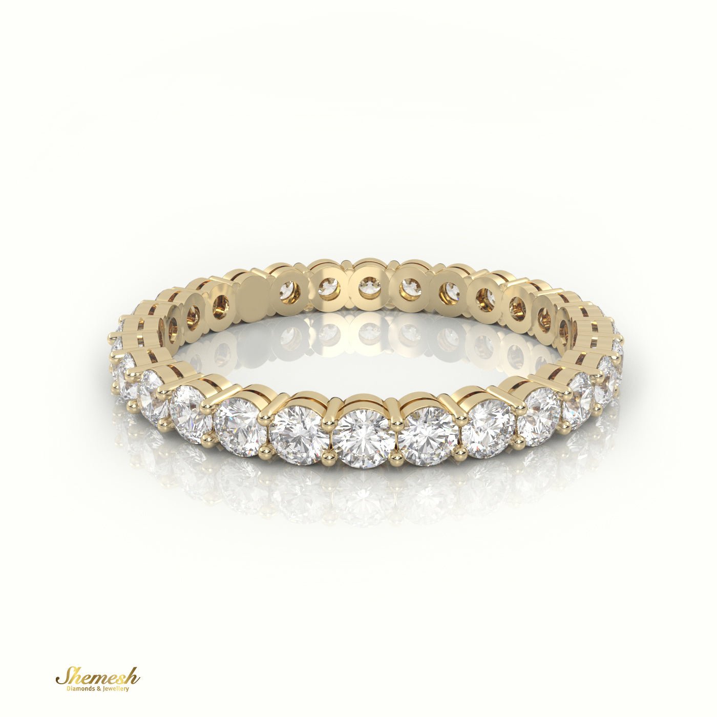 18K Gold Diamond Shared Prong Eternity Wedding Band - shemesh_diamonds