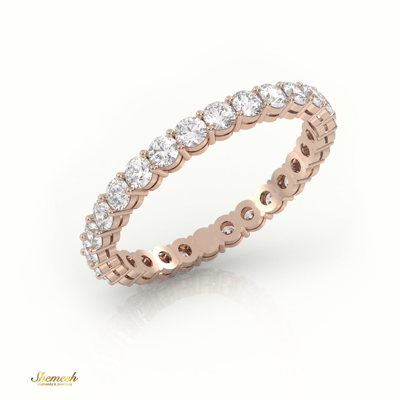 18K Gold Diamond Shared Prong Eternity Wedding Band - shemesh_diamonds