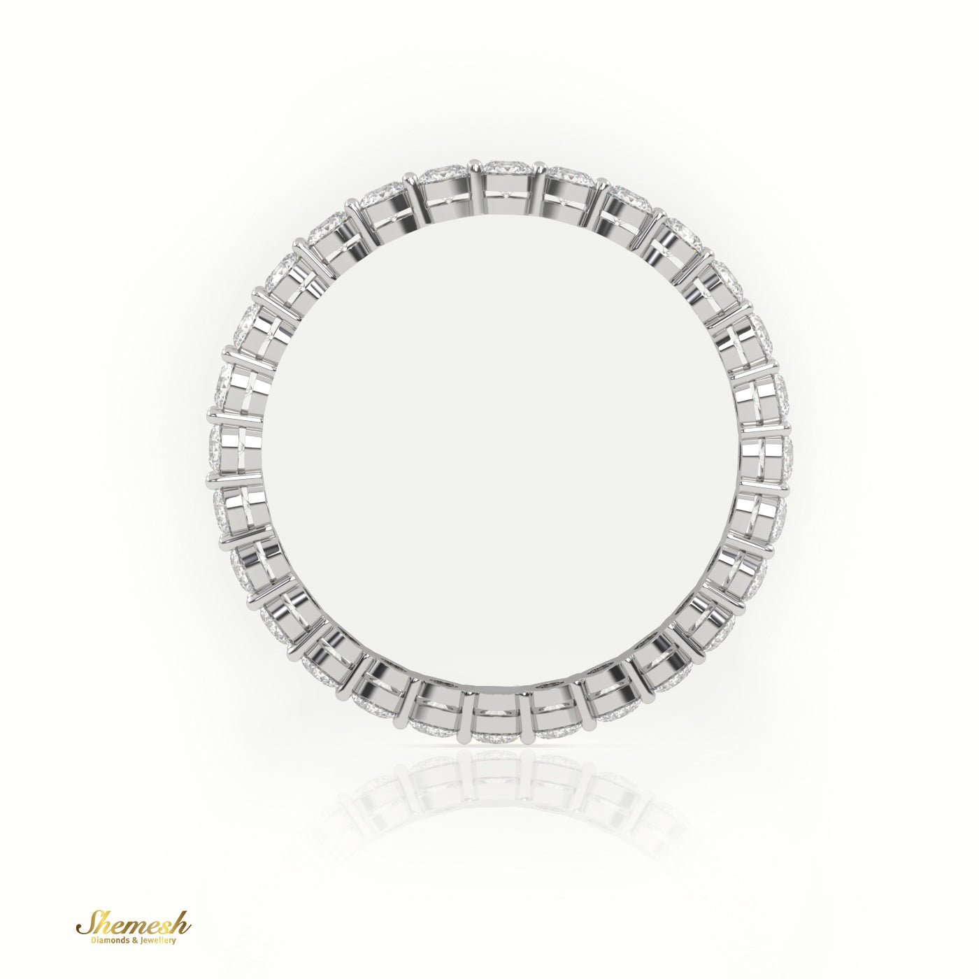 18K Gold Diamond Shared Prong Eternity Wedding Band - shemesh_diamonds