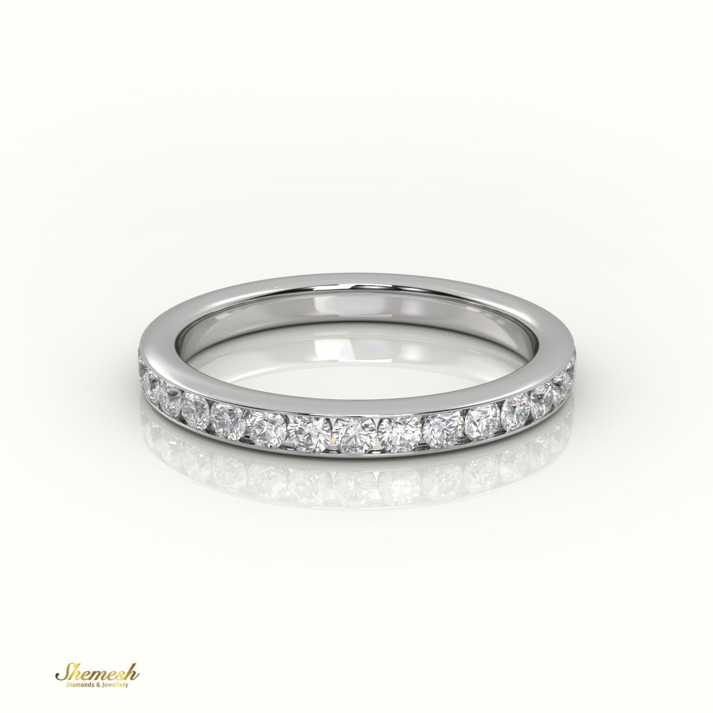 18K White Gold Stunning Diamond Channel Setting Wedding Band - shemesh_diamonds