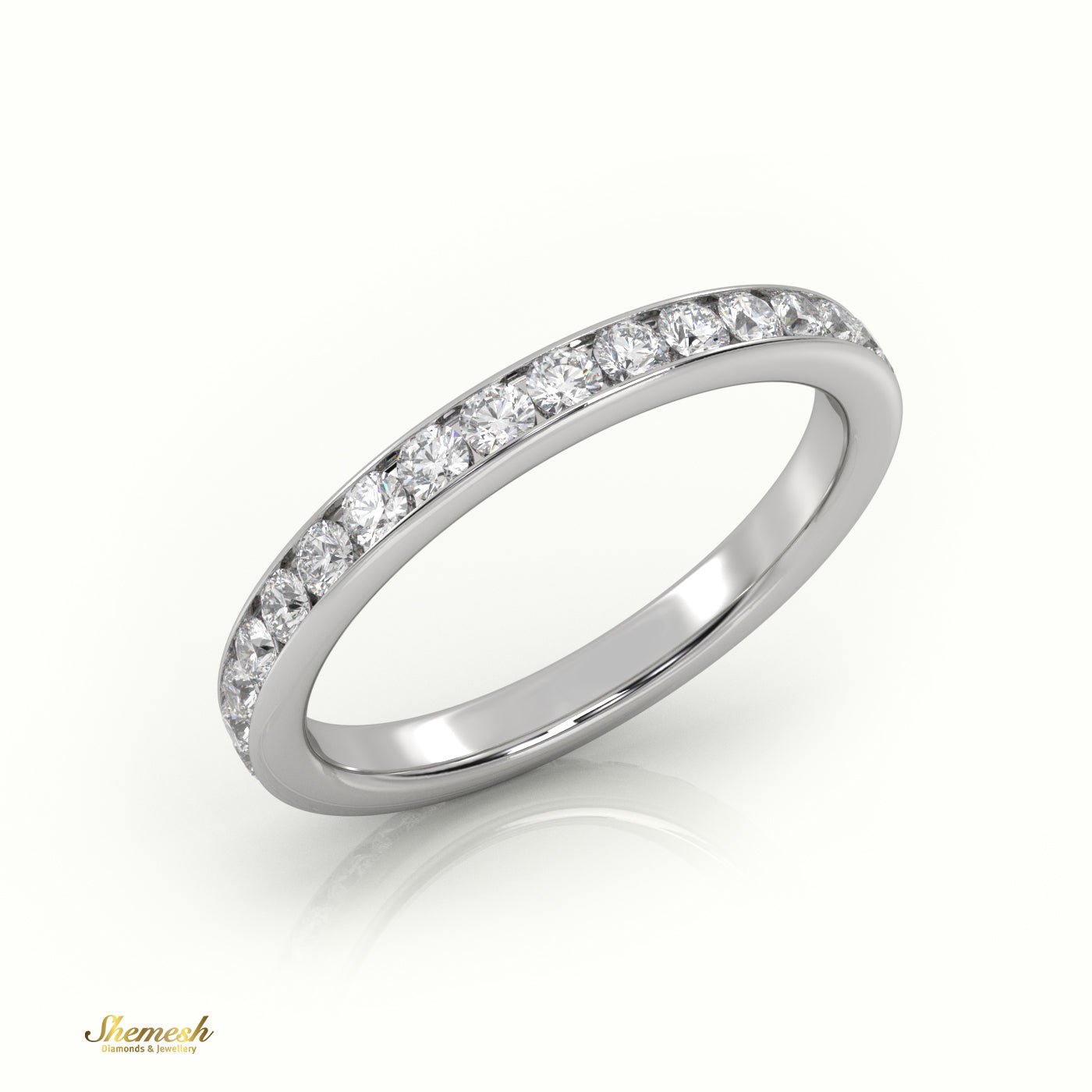 18K White Gold Stunning Diamond Channel Setting Wedding Band - shemesh_diamonds