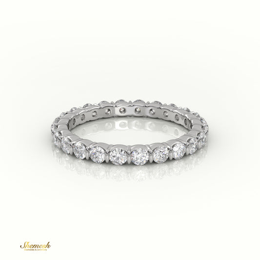 18K Gold Round Diamond Bar Setting Eternity Wedding Ring