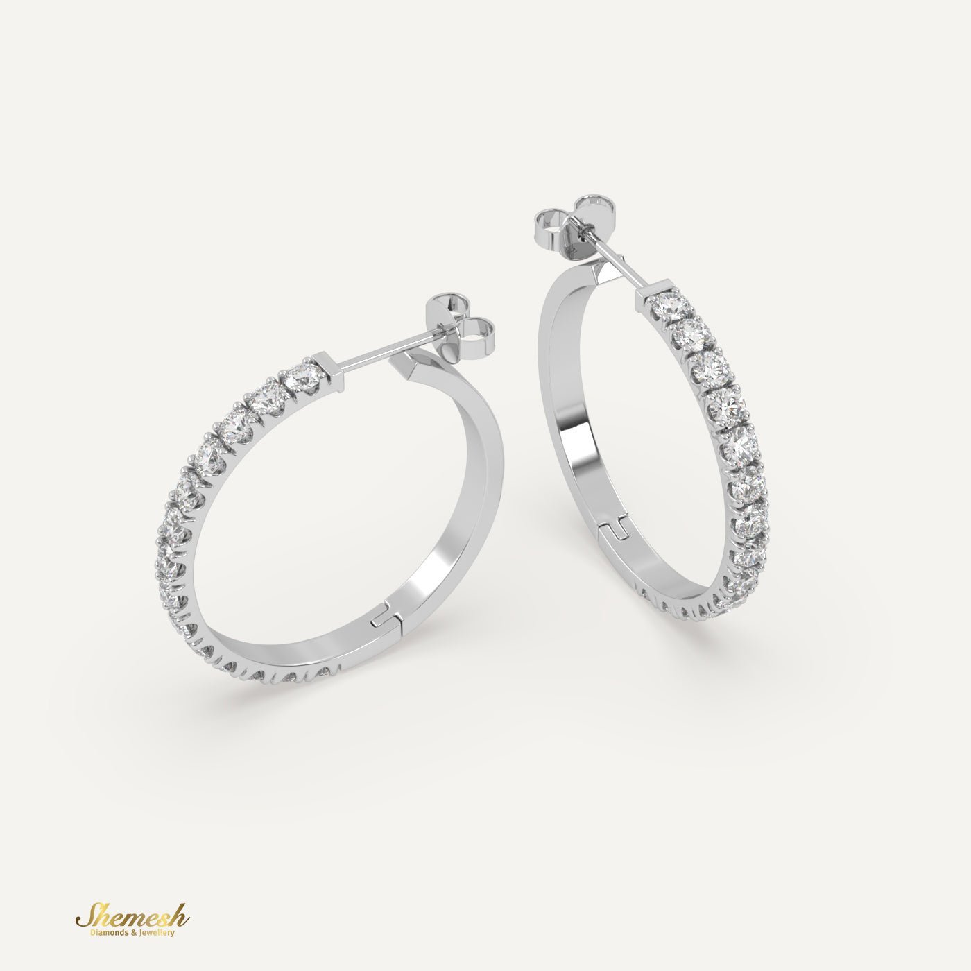 18K Gold Round Diamond Huggie Earrings - shemesh_diamonds