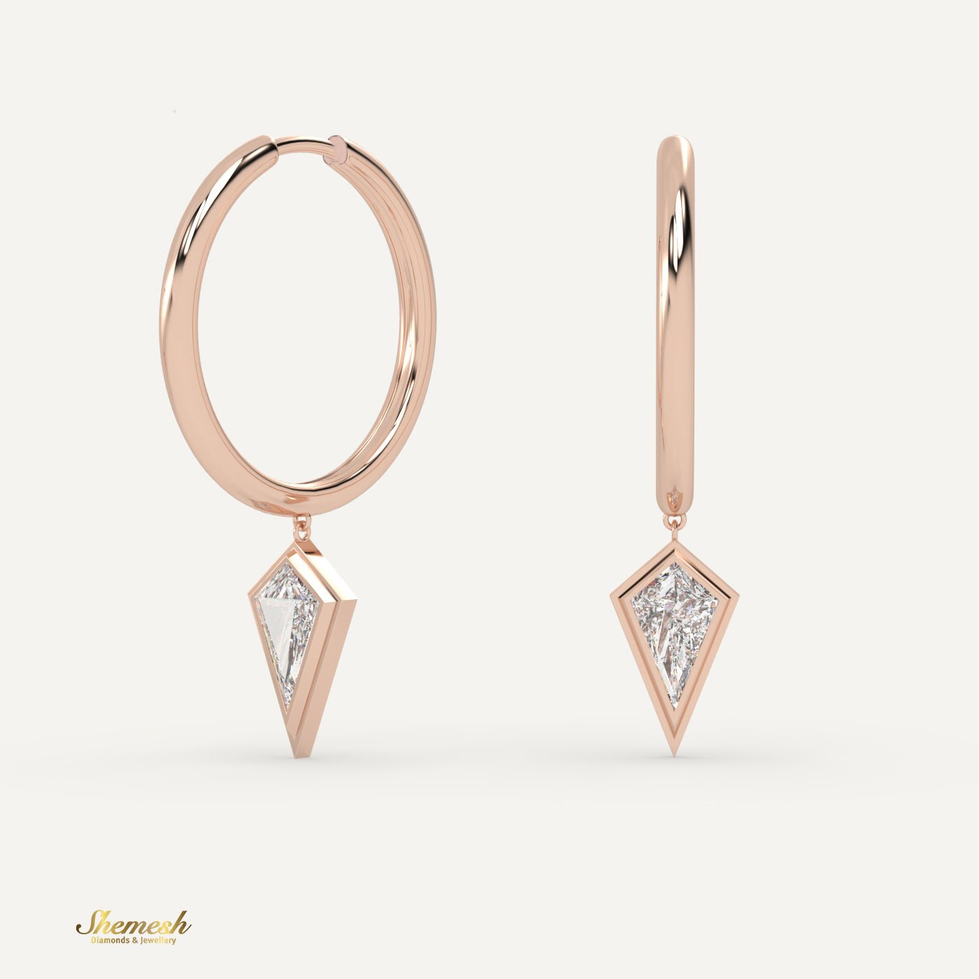 18K Gold Drop Pendant Hoop Earrings - shemesh_diamonds