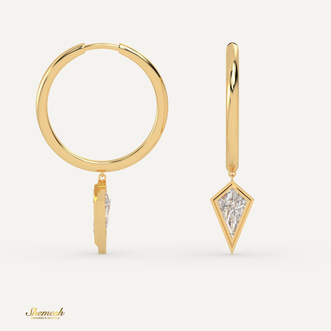 18K Gold Drop Pendant Hoop Earrings - shemesh_diamonds