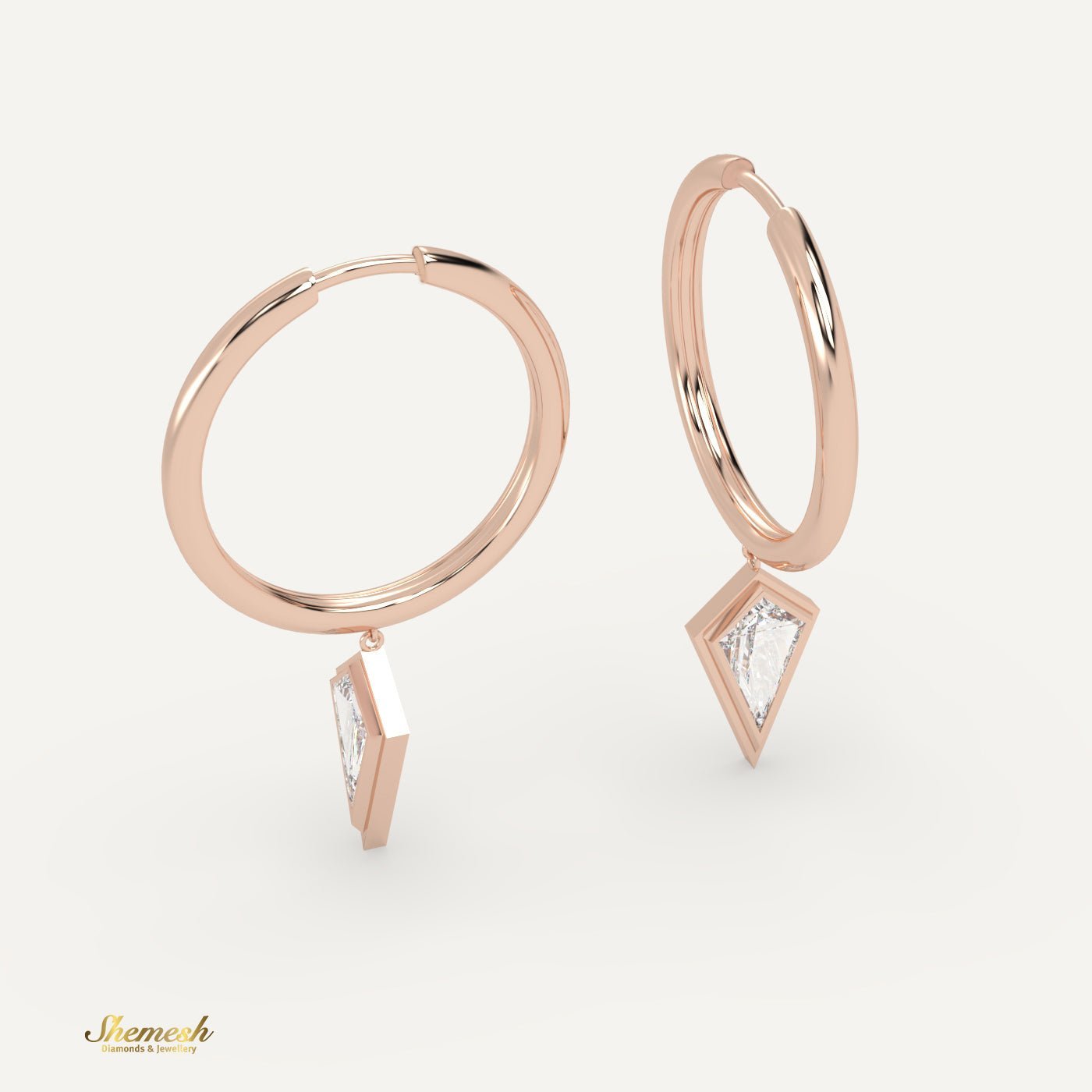 18K Gold Drop Pendant Hoop Earrings - shemesh_diamonds