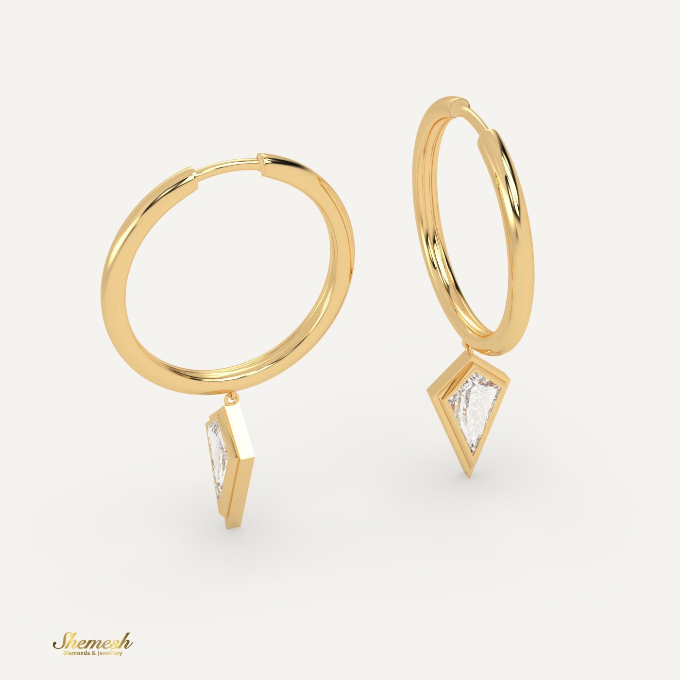 18K Gold Drop Pendant Hoop Earrings - shemesh_diamonds