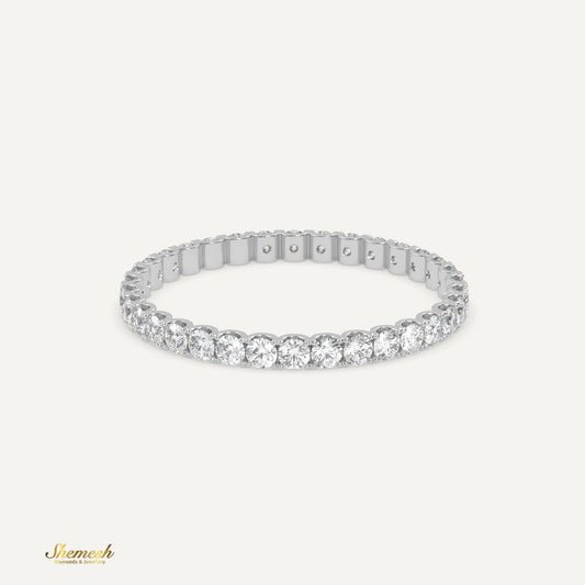 18K Gold U - Shaped Prong Round Diamond Eternity Band - shemesh_diamonds