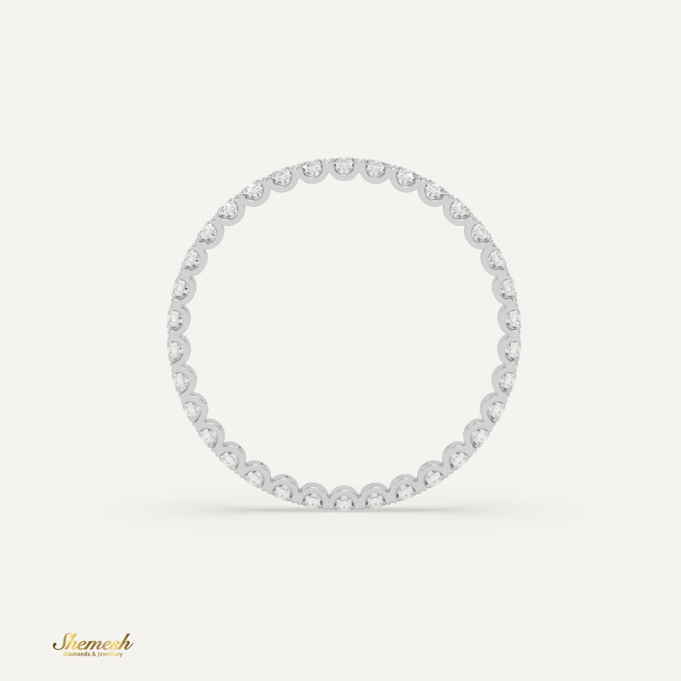 18K Gold U - Shaped Prong Round Diamond Eternity Band - shemesh_diamonds