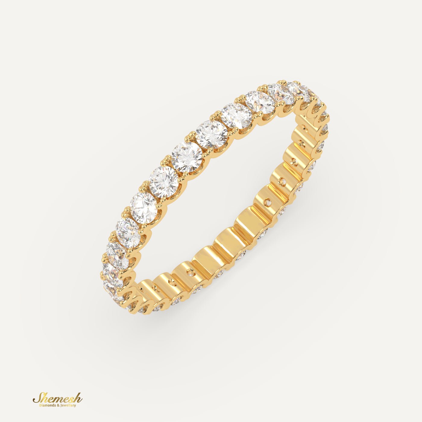 18K Gold U - Shaped Prong 2.30mm Round Diamond Eternity Band - shemesh_diamonds