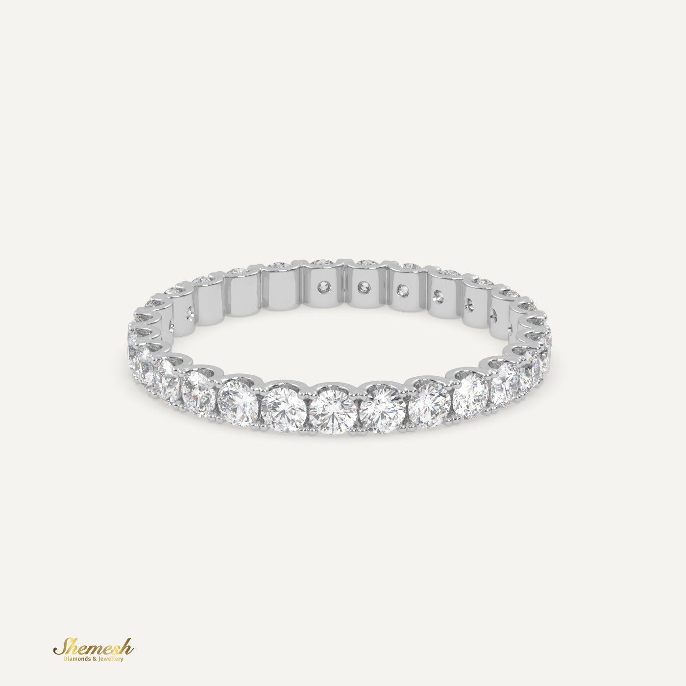 18K Gold U - Shaped Prong 2.30mm Round Diamond Eternity Band - shemesh_diamonds