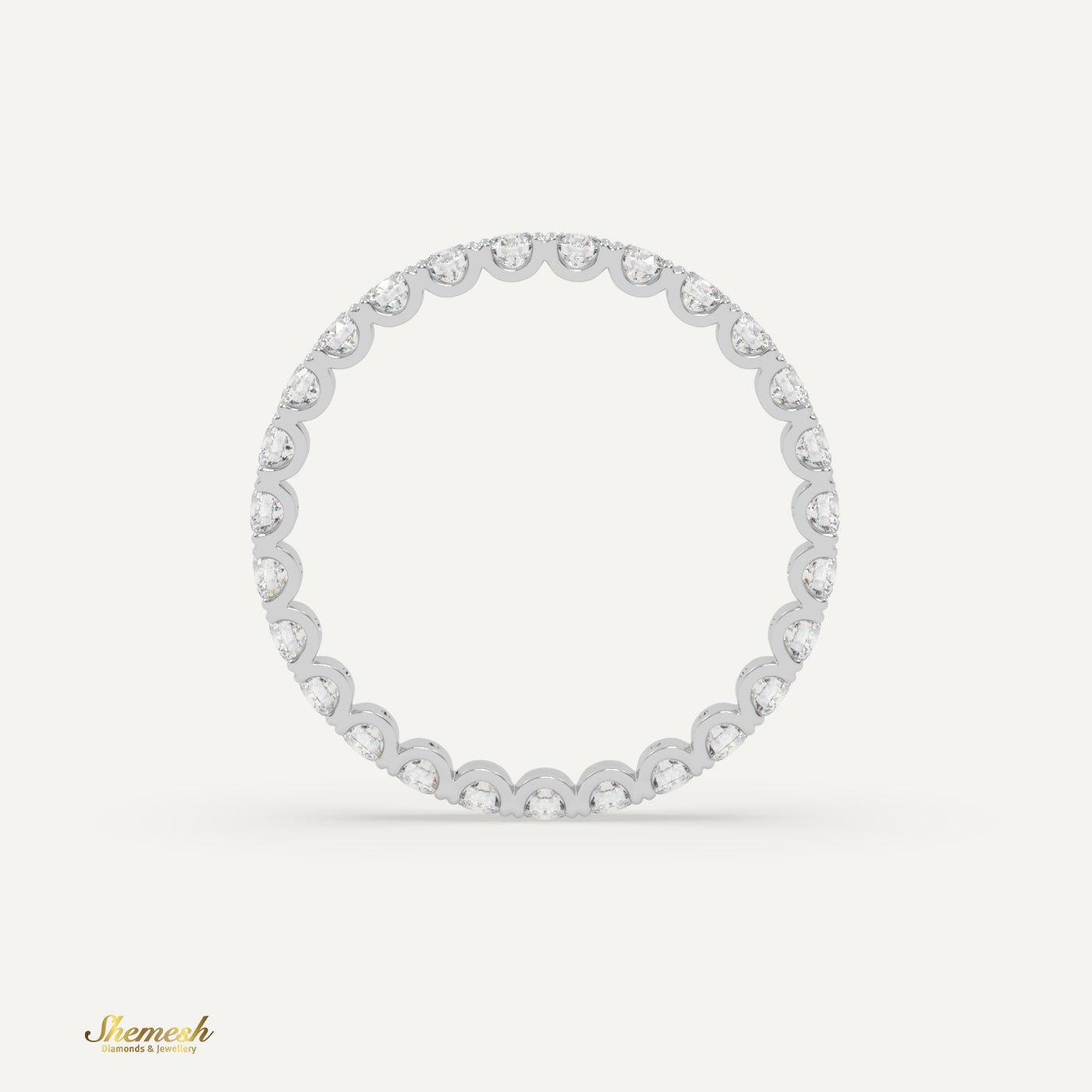 18K Gold U - Shaped Prong 2.30mm Round Diamond Eternity Band - shemesh_diamonds