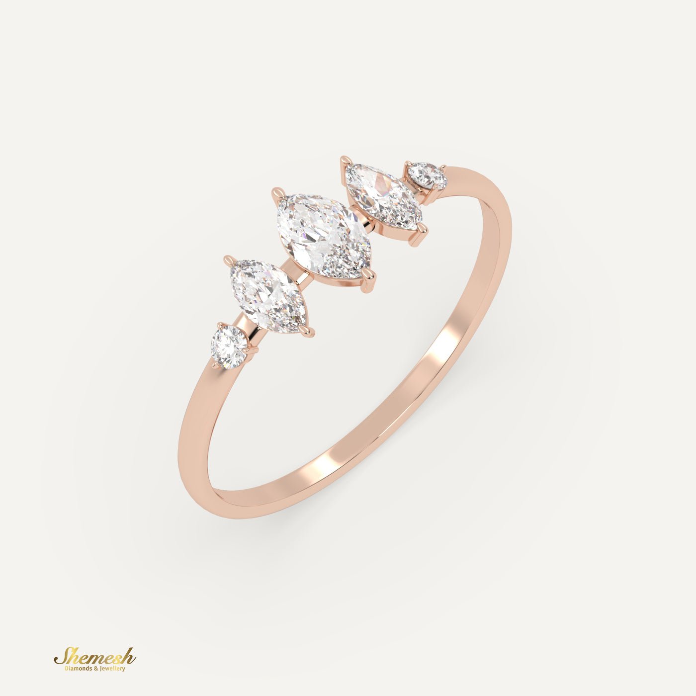 18K Gold Marquise & Round Diamond Diamond Ring - shemesh_diamonds