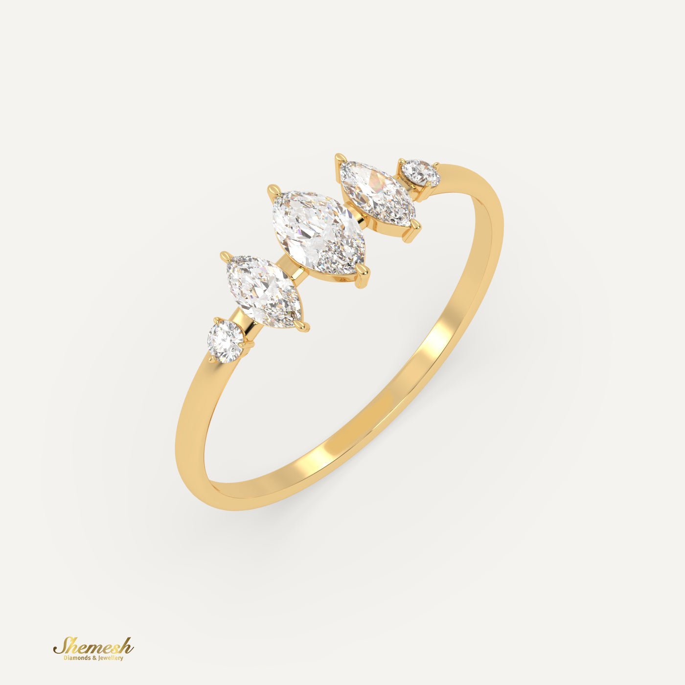 18K Gold Marquise & Round Diamond Designer Ring - shemesh_diamonds