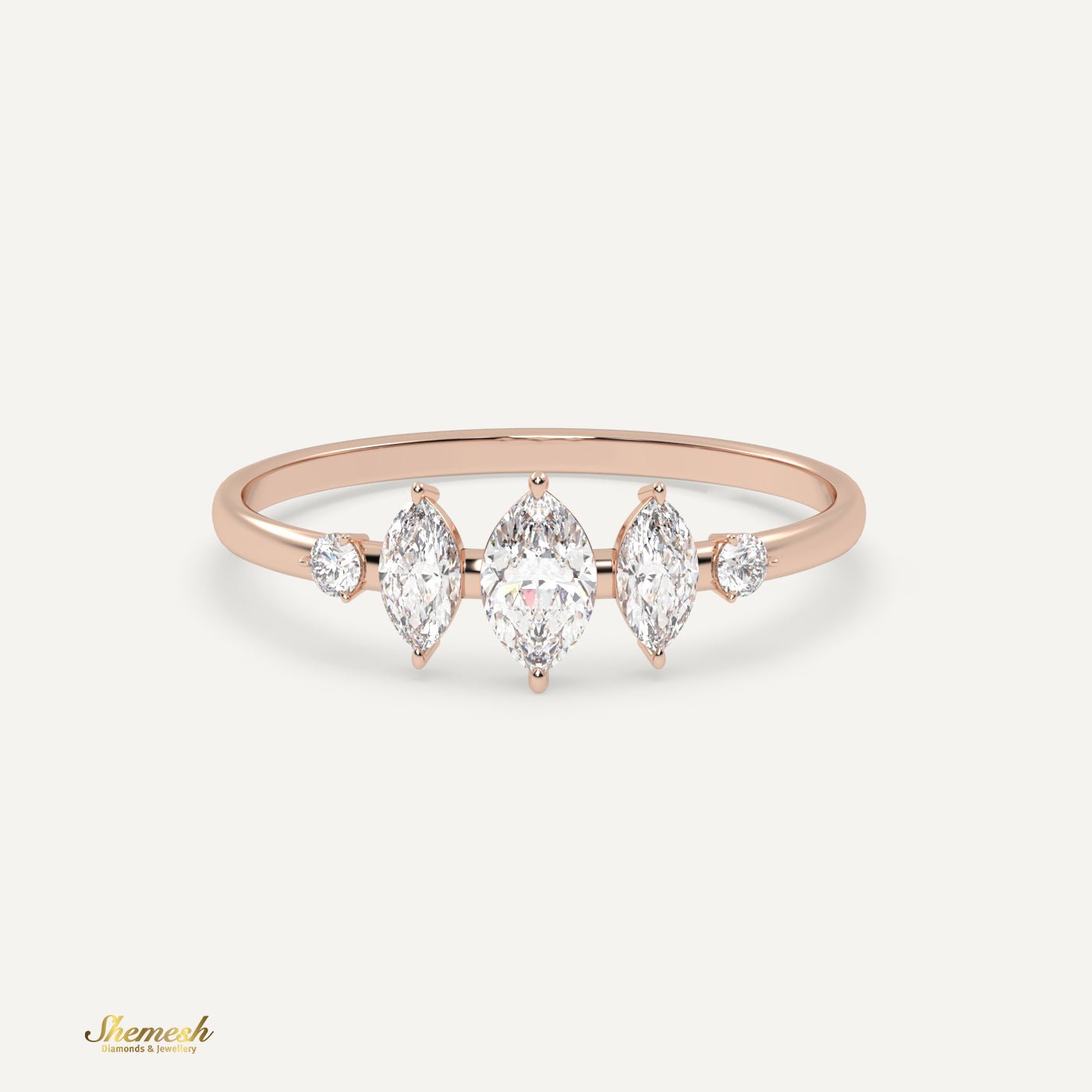 18K Gold Marquise & Round Diamond Diamond Ring - shemesh_diamonds