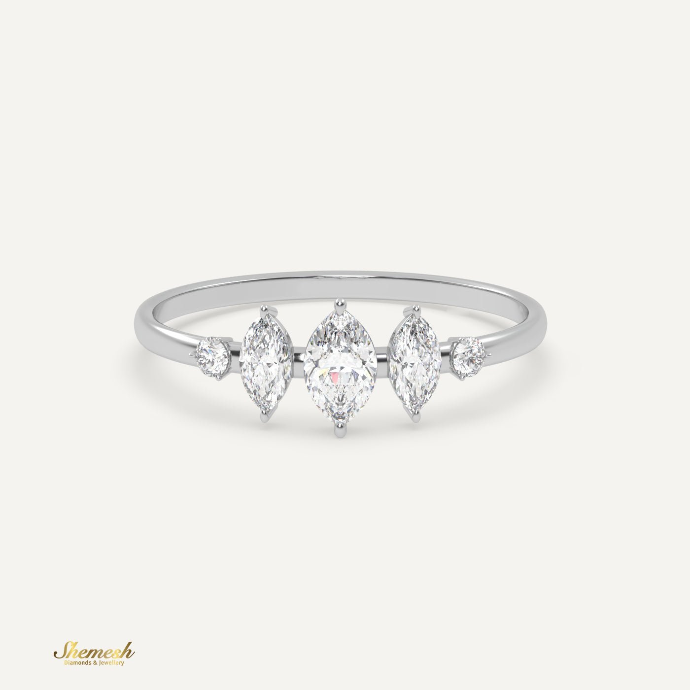 18K Gold Marquise & Round Diamond Designer Ring - shemesh_diamonds