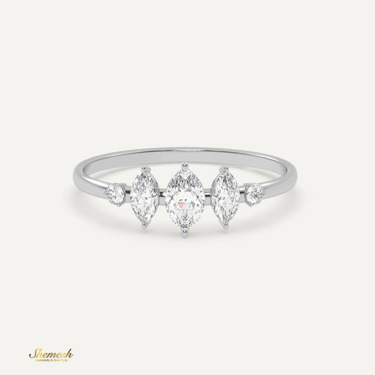 18K Gold Marquise & Round Diamond Diamond Ring - shemesh_diamonds