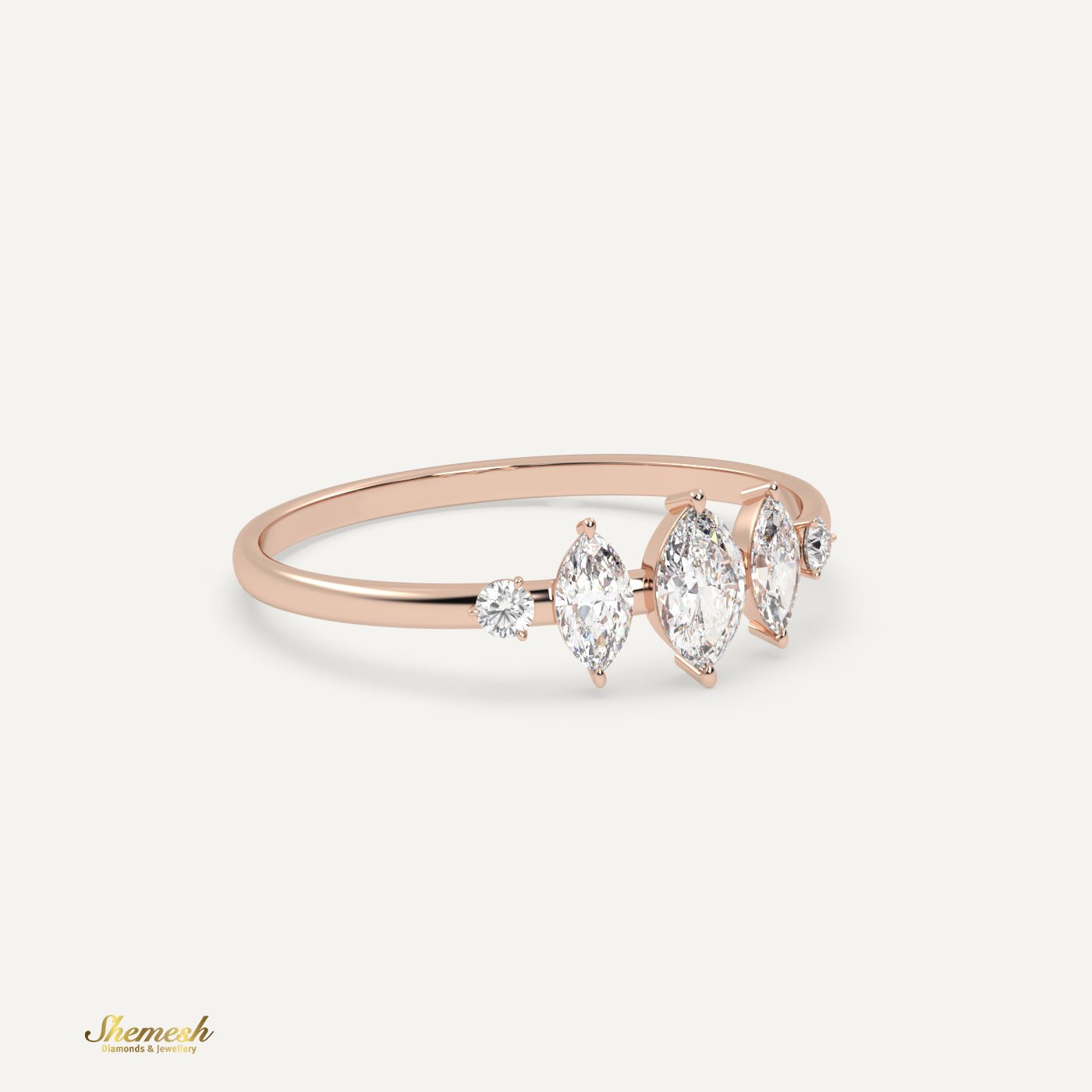 18K Gold Marquise & Round Diamond Diamond Ring - shemesh_diamonds