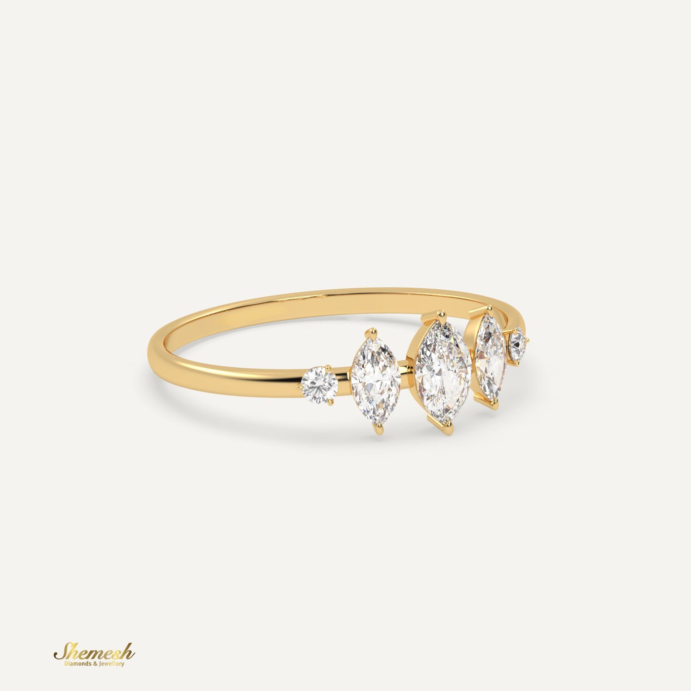 18K Gold Marquise & Round Diamond Designer Ring - shemesh_diamonds