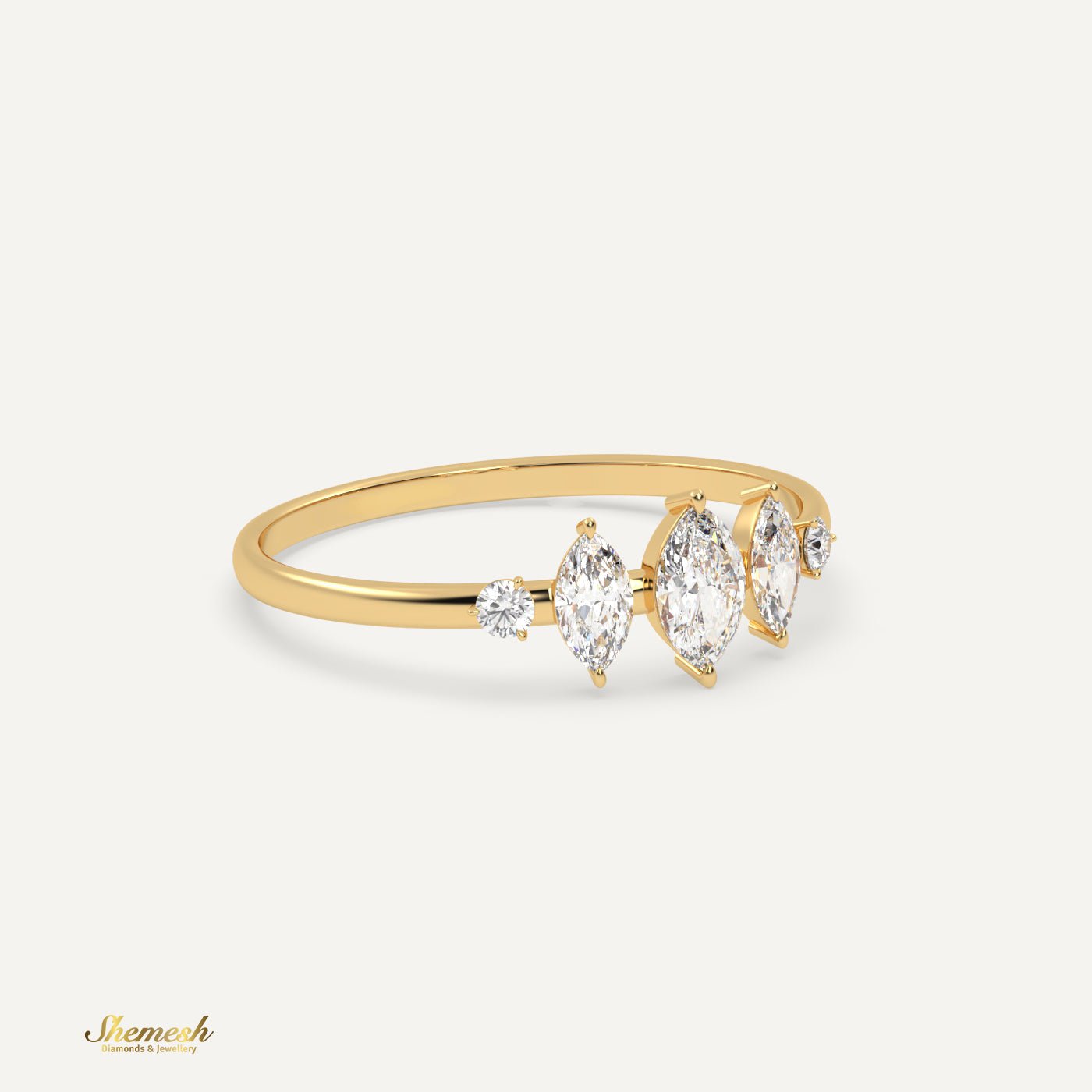 18K Gold Marquise & Round Diamond Diamond Ring - shemesh_diamonds