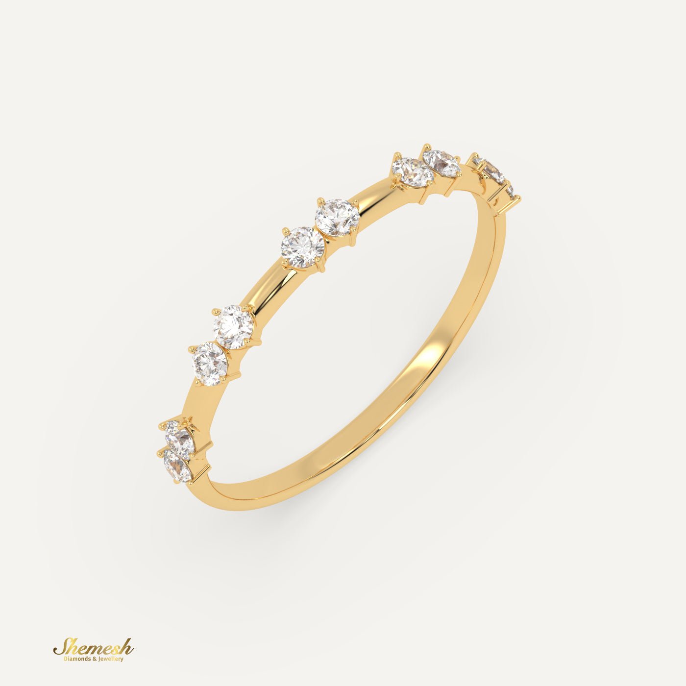 18K Gold Round Diamond Spaced Diamond Ring - shemesh_diamonds