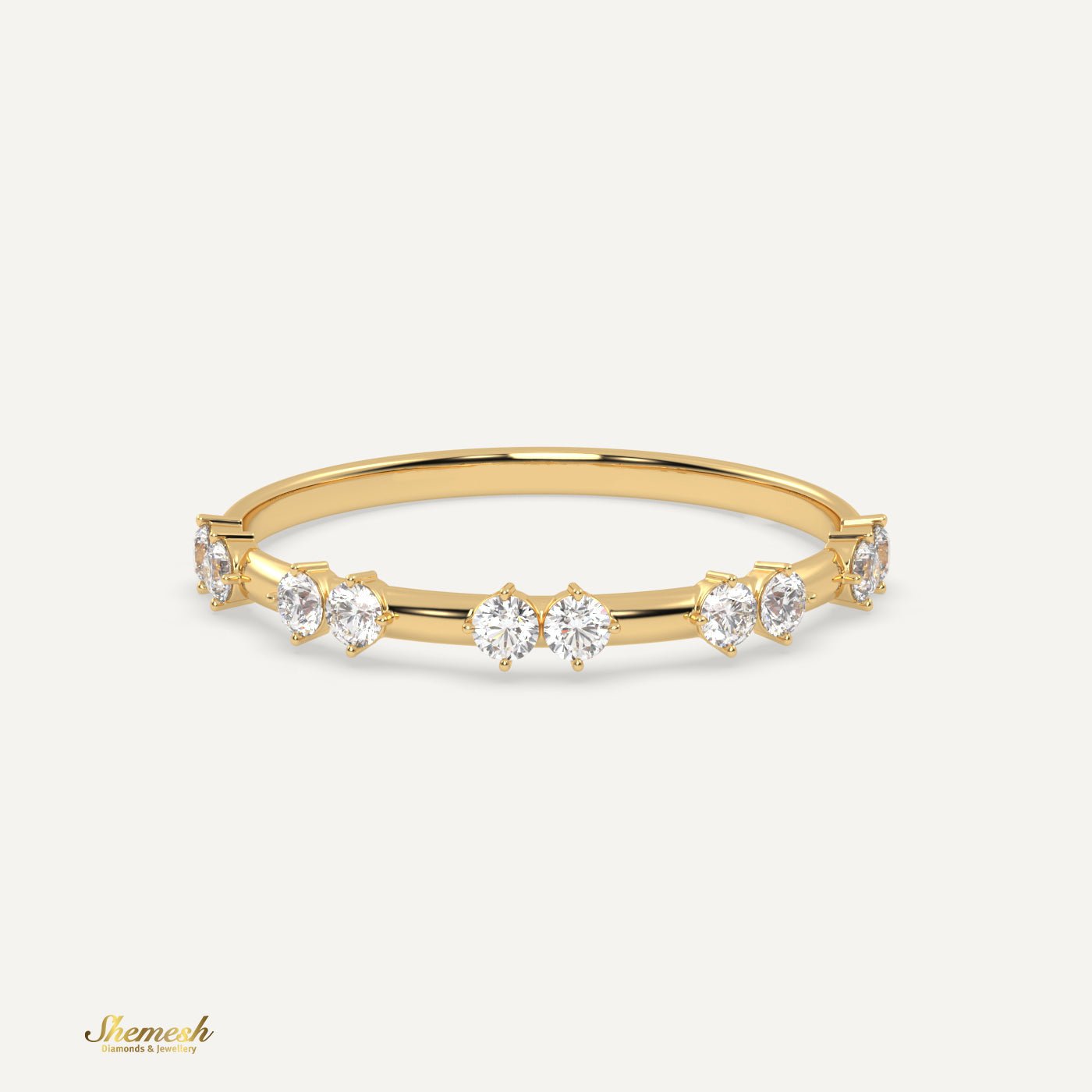 18K Gold Round Diamond Spaced Diamond Ring - shemesh_diamonds