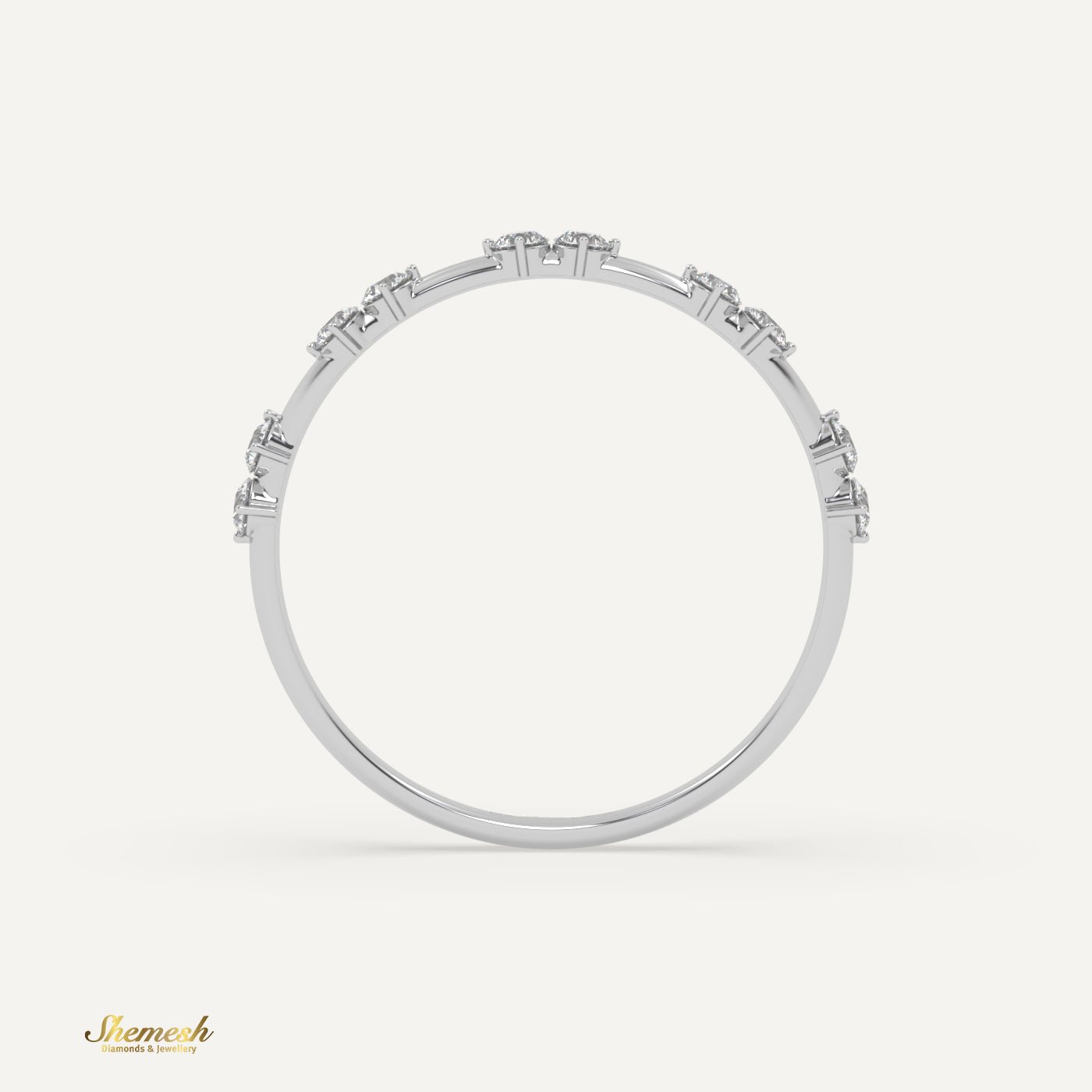 18K Gold Round Diamond Spaced Diamond Ring - shemesh_diamonds