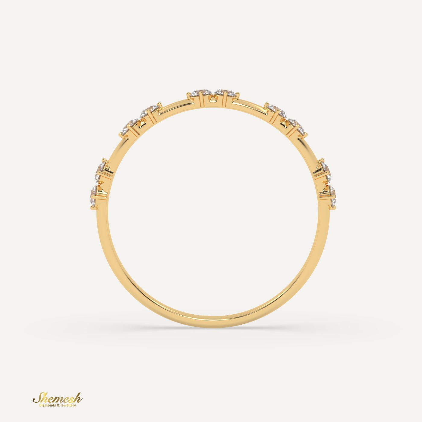 18K Gold Round Diamond Spaced Diamond Ring - shemesh_diamonds