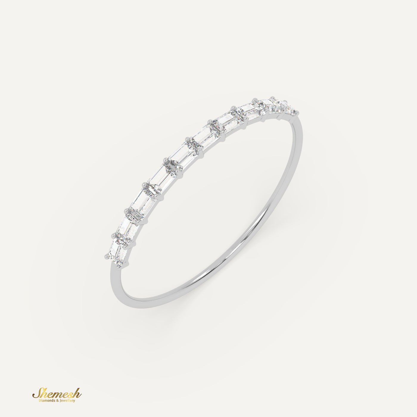 18K Gold Half Eternity Baguette Diamond Band - shemesh_diamonds