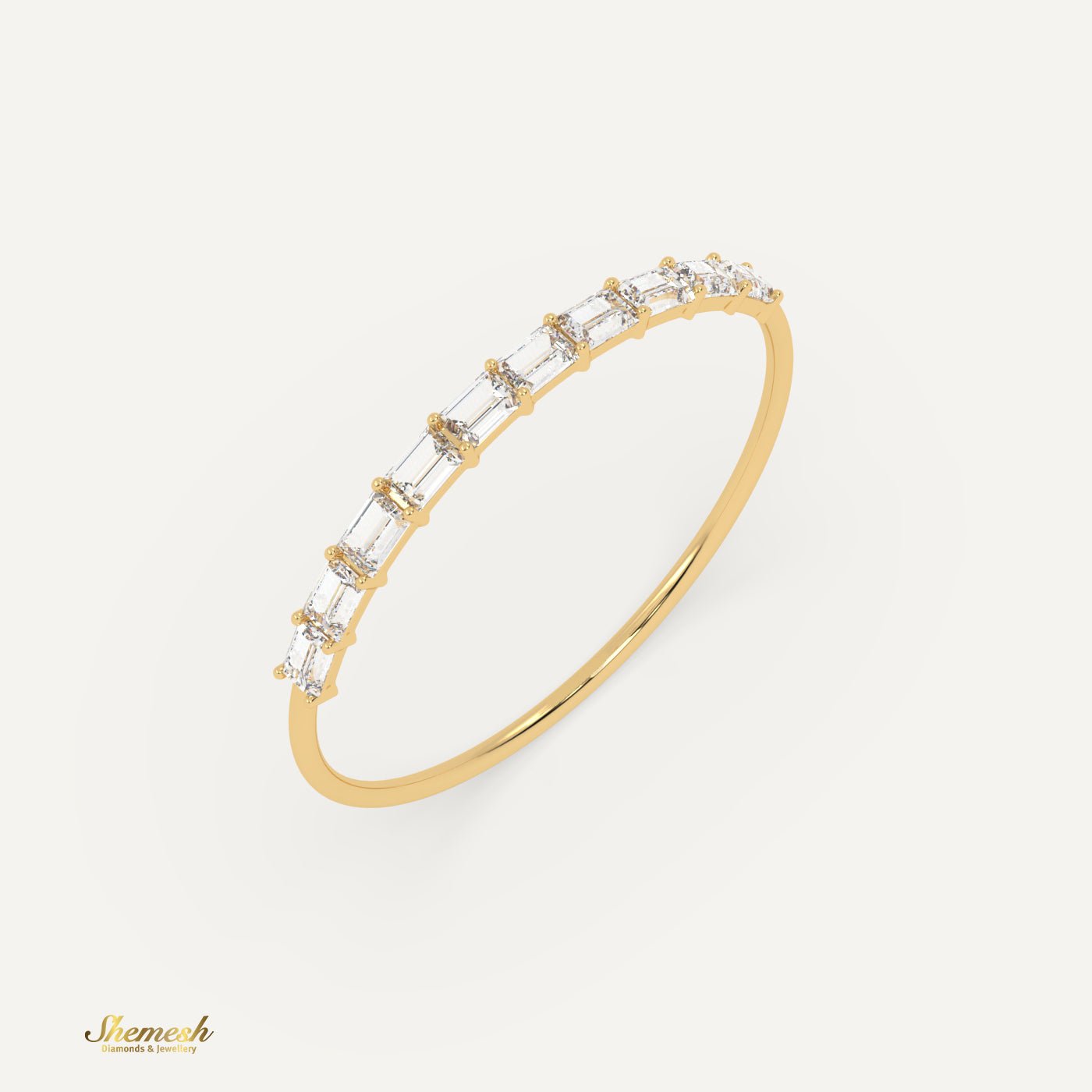 18K Gold Half Eternity Baguette Diamond Band - shemesh_diamonds