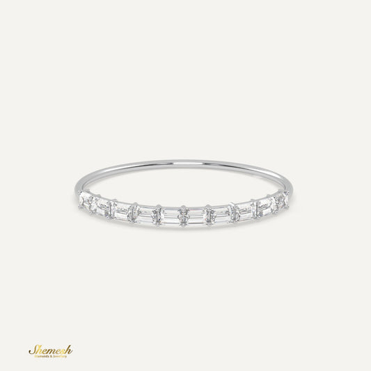 18K Gold Half Eternity Baguette Diamond Band - shemesh_diamonds