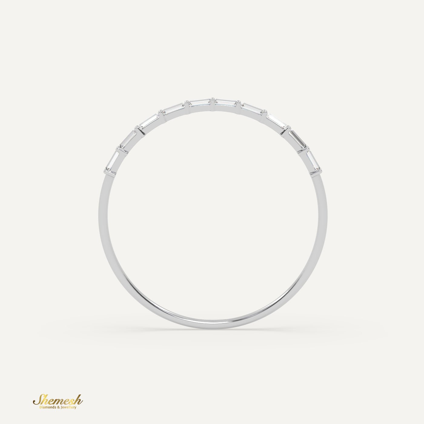 18K Gold Half Eternity Baguette Diamond Band - shemesh_diamonds