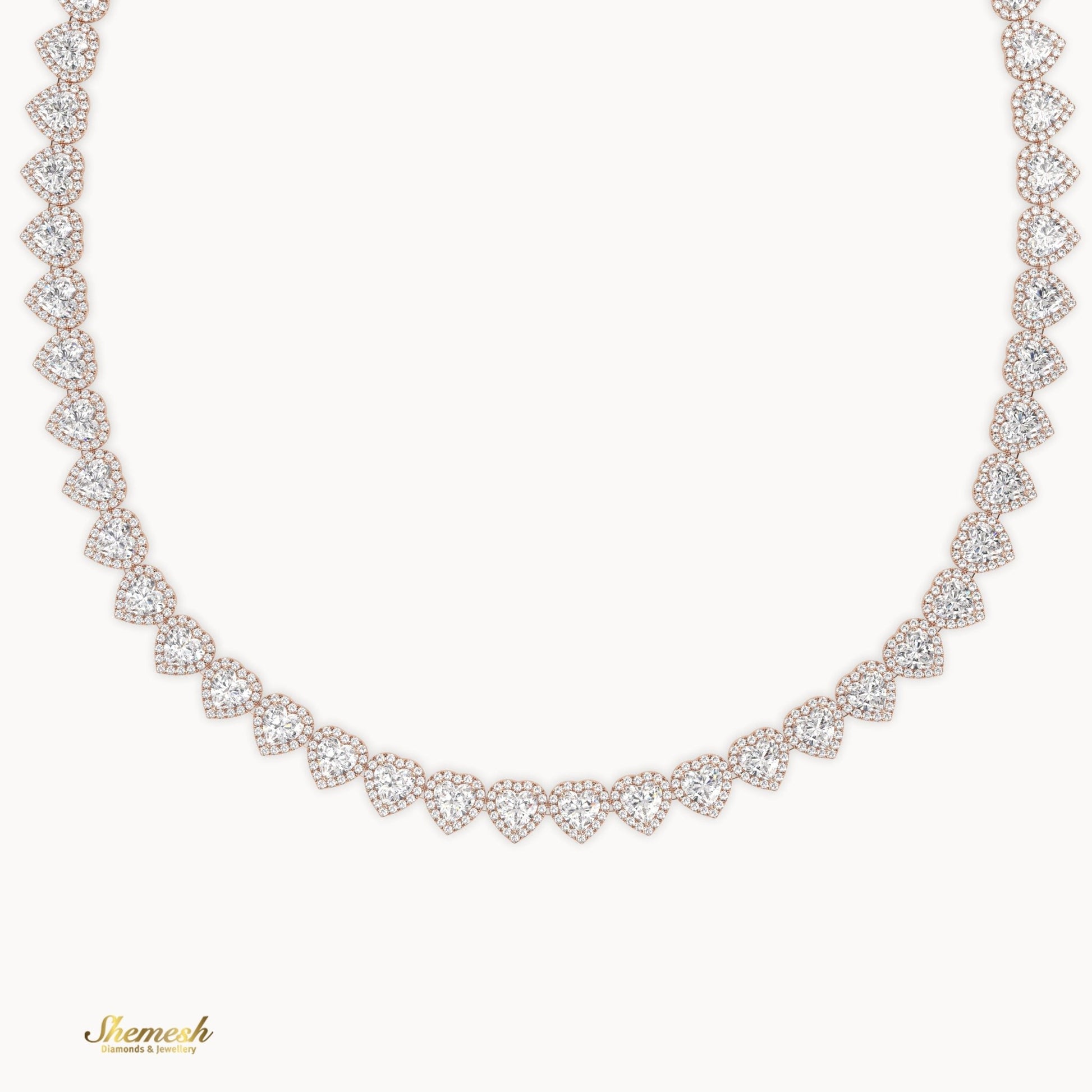 18K Gold Eternity Heart Shaped Diamond Necklace - shemesh_diamonds