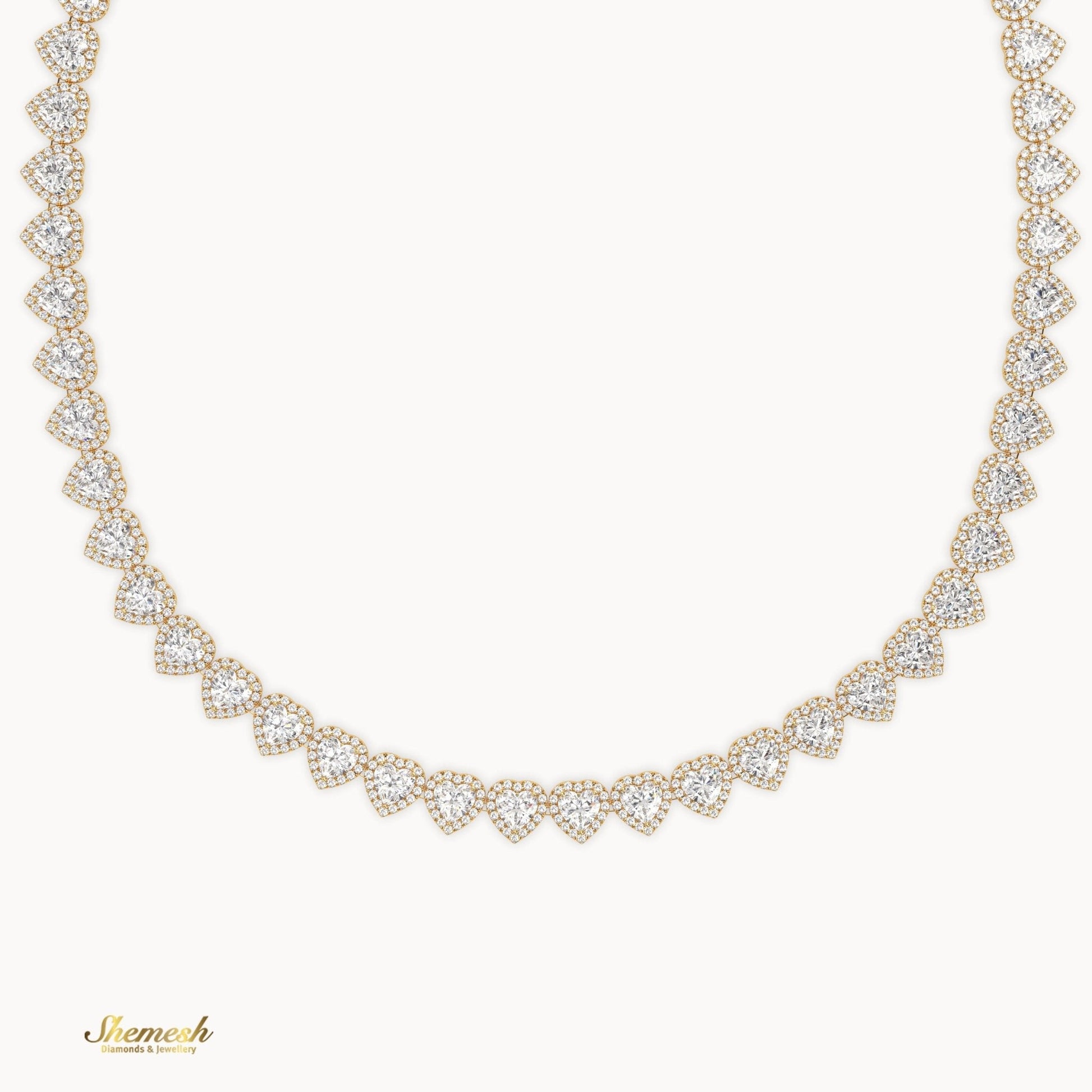 18K Gold Eternity Heart Shaped Diamond Necklace - shemesh_diamonds