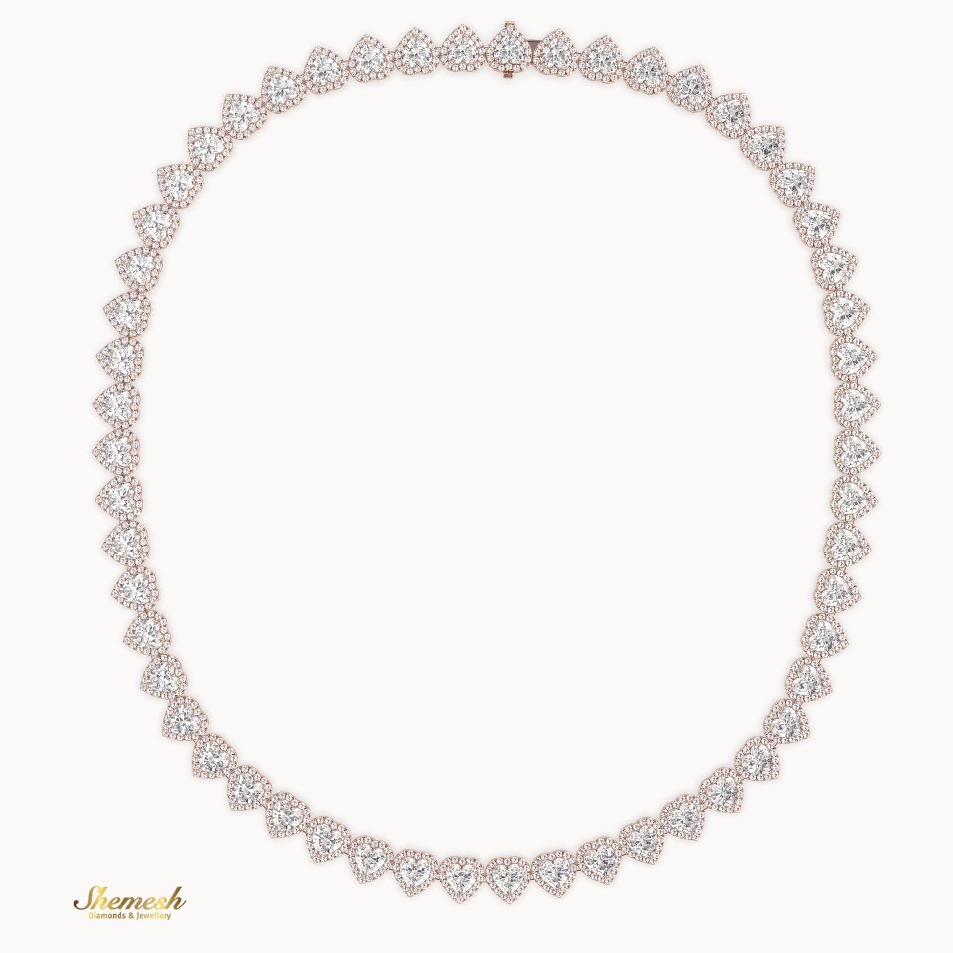 18K Gold Eternity Heart Shaped Diamond Necklace - shemesh_diamonds