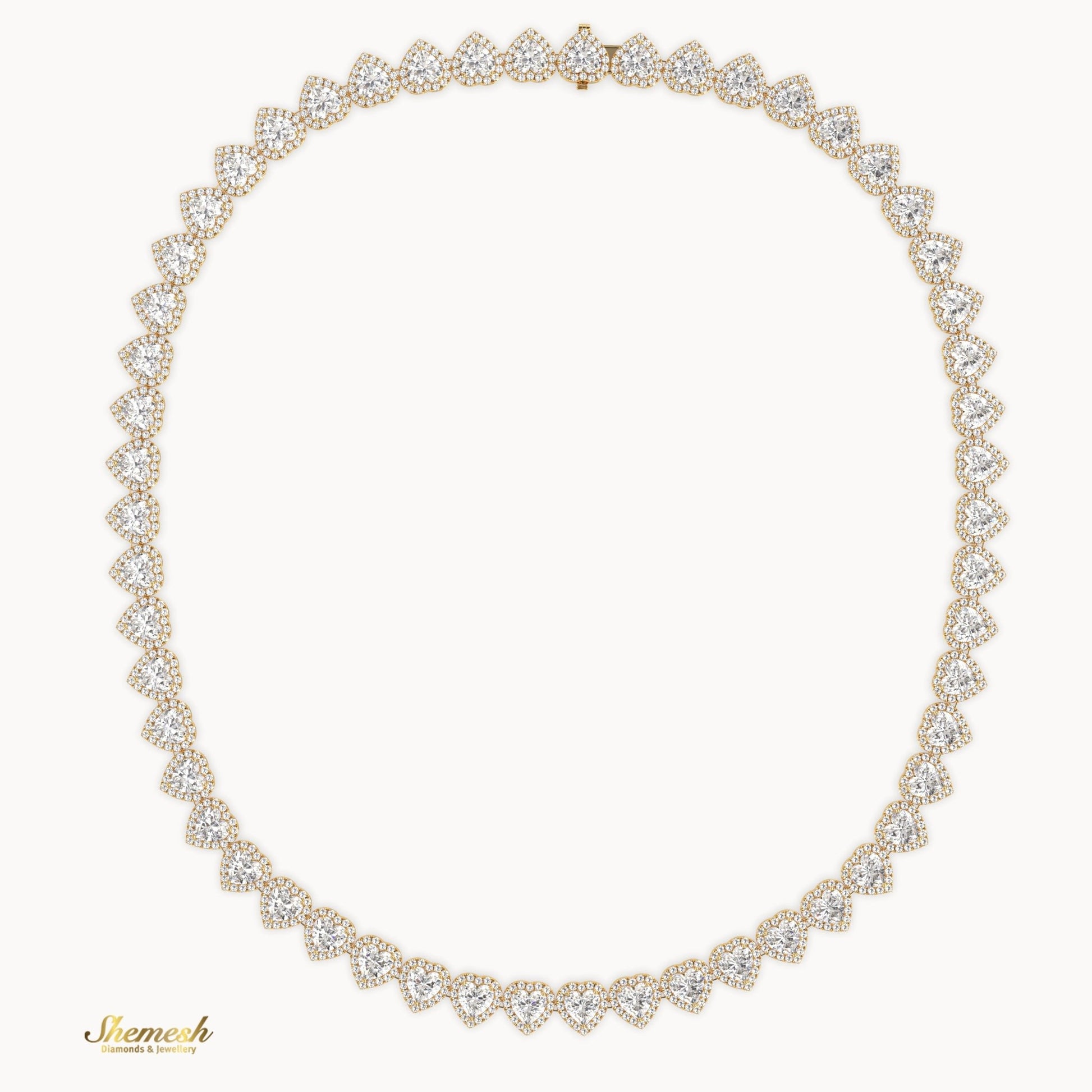 18K Gold Eternity Heart Shaped Diamond Necklace - shemesh_diamonds